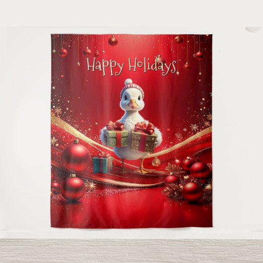 Aardige Eend Kerstvakantie Achtergrond Wandkleed (Voorkant)