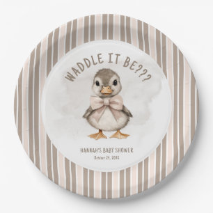 Aardige Eend Waggel Het Zal Baby Shower Zijn Papieren Bordje