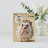 Aardige egel met een paardenbloem briefkaart (Staand voorkant)