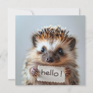 Aardige egel met "Hallo!" bordje Feestdagenkaart