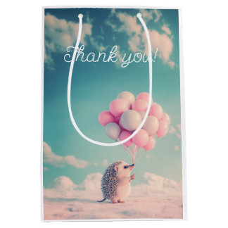 Aardige egel met verjaardagsballonnen, aanpasbaar medium cadeauzakje