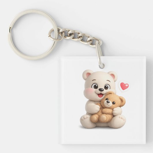 Aardige en Schattige Teddybeer Ontwerp Sleutelhanger (voorkant)