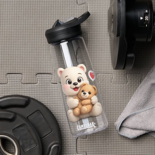 Aardige en Schattige Teddybeer Ontwerp Waterfles (Sportschool (Gedraaid) )