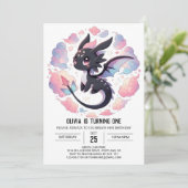 Aardige Fantasy Draak 1e Verjaardag Kaart (Staand voorkant)