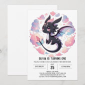 Aardige Fantasy Draak 1e Verjaardag Kaart (Voorkant / Achterkant)