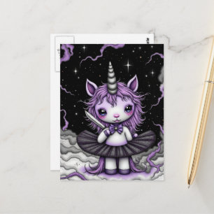 Aardige Fantasy Paarse Eenhoorn Tutu Met Mes  Briefkaart