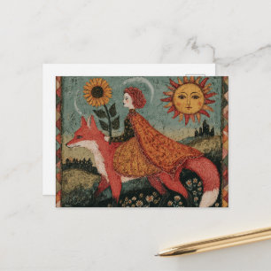 Aardige Fantasy Surrealistische Vrouw en Haar Rode Briefkaart