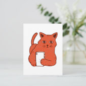 Aardige Fantasykat Met een Mobiele Telefoon Briefkaart (Staand voorkant)