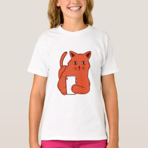Aardige Fantasykat Met een Mobiele Telefoon T-shirt