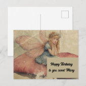 Aardige fee verjaardag met vintage grunge briefkaart (Voorkant / Achterkant)