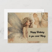 Aardige Fee Vintage Grunge Verjaardag Briefkaart (Voorkant / Achterkant)