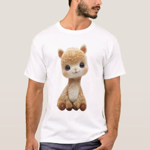 Aardige Fluffy Gouden Baby Alpaca Mascotte Mannen T-shirt