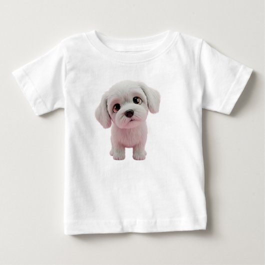 Aardige Fluffy Witte Puppy met Grote Ogen Digitaal (Voorkant)