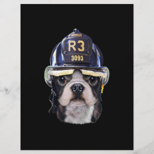 Aardige Franse Bulldog die brandweerhelm draagt Flyer