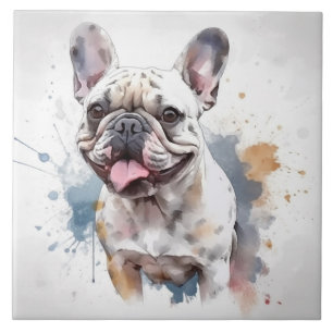 Aardige Franse Bulldog Waterverf Huisdier Tegeltje