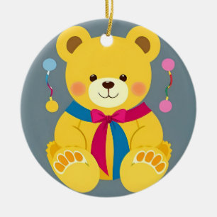 Aardige Gele Teddybeer Keramisch Ornament