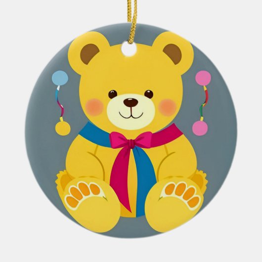Aardige Gele Teddybeer Keramisch Ornament (Voorkant)