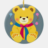 Aardige Gele Teddybeer Keramisch Ornament (Achterkant)