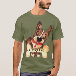 Aardige Geluks Hond met Bot Aanpasbaar T-shirt