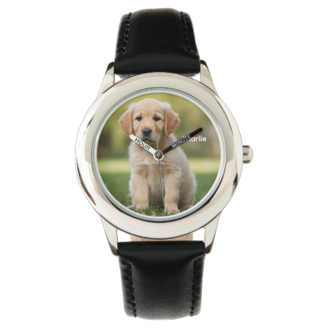 Aardige Gepersonaliseerde Gouden Retriever Kinderh Horloge (Voorkant)