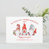 Aardige Gnome Trio Aangepaste Kerst Feestdagenkaart (Staand voorkant)