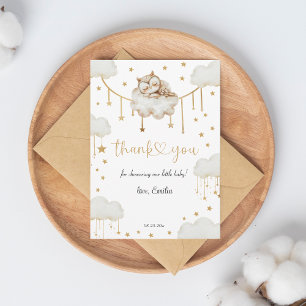 Aardige Gouden Ster Slapende Uil Baby Shower Bedankkaart