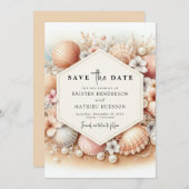 Aardige grillige strand bruiloft save the date (Voorkant / Achterkant)