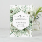 Aardige grillige Waterverf Sage Green Wedding Save The Date (Staand voorkant)