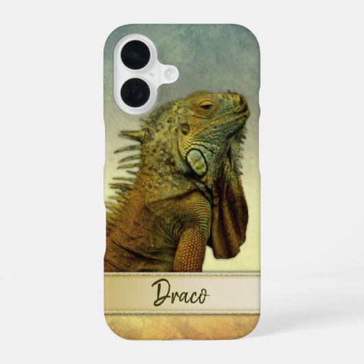 Aardige Groene Leguaan Personaliseerbaar iPhone 16 Hoesje (Achterkant)