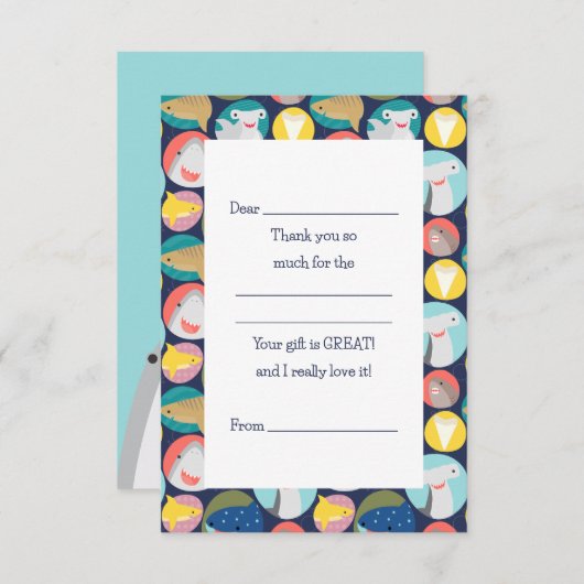 Aardige Haaiensoorten In te vullen Bedankkaart (Voorkant / Achterkant)