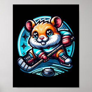 Aardige hamster-hockeyspeler schaatst plezier poster