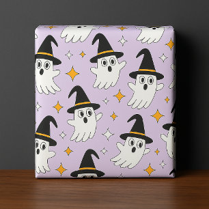 Aardige Heksen Geesten Naadloos Halloween Patroon Cadeaupapier