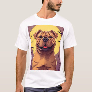 Aardige hond in Halloween scène met pompoenen T-shirt