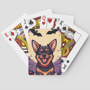 Aardige hond in Halloween scène Pokerkaarten