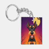 Aardige hond in Halloween scène Sleutelhanger (Voorkant Links)