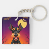Aardige hond in Halloween scène Sleutelhanger (Achterkant)