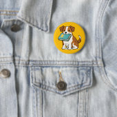Aardige Hond met Boek Ronde Button 5,7 Cm (In situ)