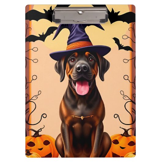 Aardige hond met heksenhoed klembord (Voorkant)