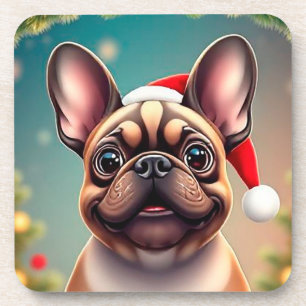 Aardige hond met kerstmuts bier onderzetter