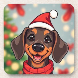 Aardige hond met kerstmuts bier onderzetter