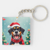 Aardige hond met kerstmuts sleutelhanger (Achterkant)