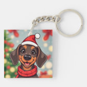 Aardige hond met kerstmuts sleutelhanger (Achterkant)