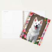 Aardige hond omlijst door bloemen planner (Display)
