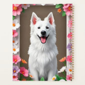 Aardige hond omlijst door bloemen planner (Achterkant)