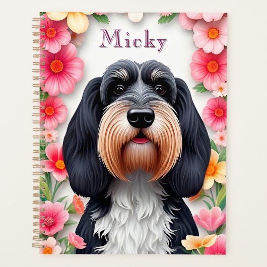 Aardige hond omlijst door bloemen planner (Voorkant)