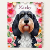 Aardige hond omlijst door bloemen planner (Achterkant)