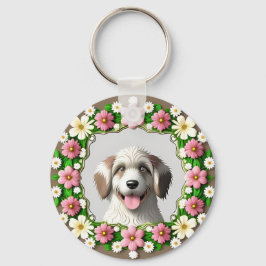 Aardige hond omlijst door helder ontwerp sleutelhanger