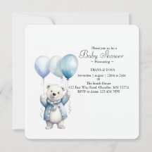 Aardige Ijsbeer Baby Shower Uitnodiging
