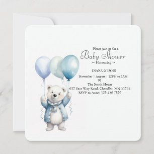 Aardige Ijsbeer Baby Shower Uitnodiging