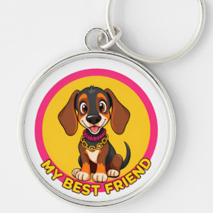 Aardige Illustratie van een Hond Sleutelhanger